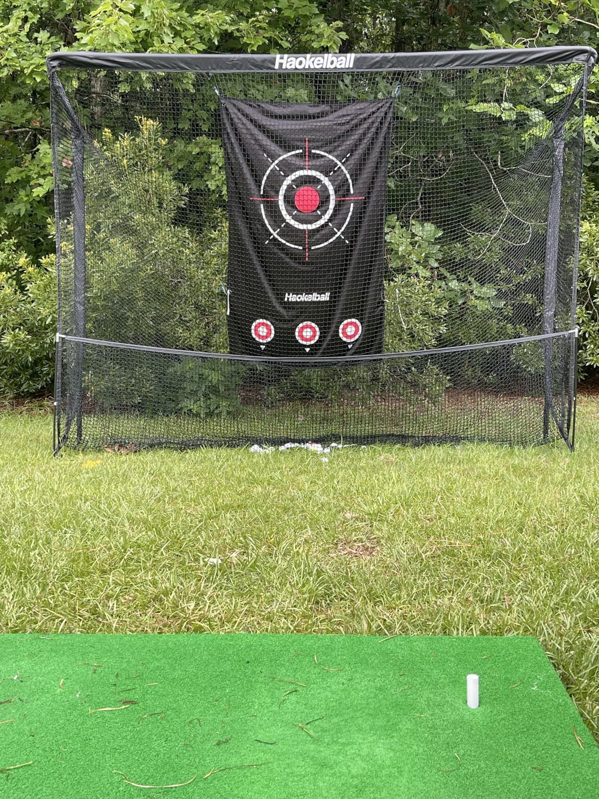 Haokelball Golf Practice Net 10x8FT Driving Hitting Net & Simulator Cage - Backyard Outdoor, Indoor Golf Simulator, Real Ball Practice, Impact Screen, Ball Return, Side Barriers, Projection Ready customer photo 1