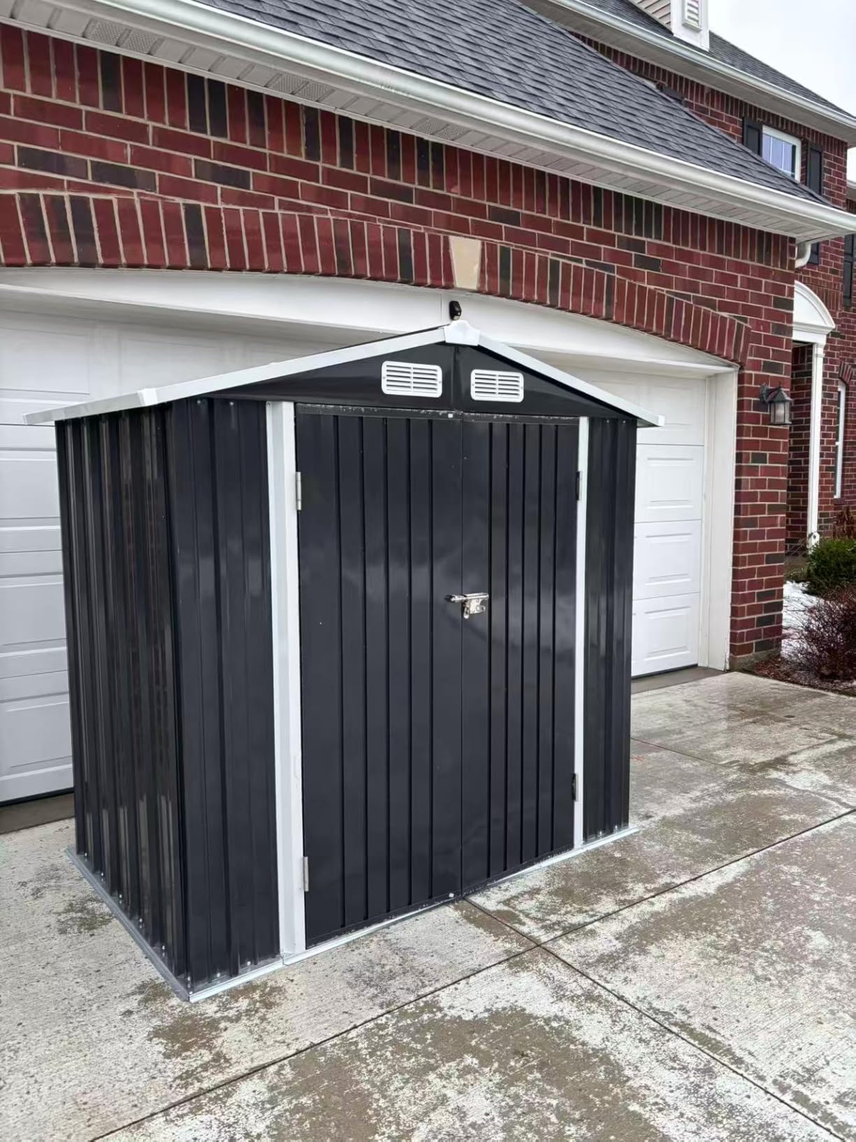 6x4FT Outdoor Storage Shed Black | Metal Garden Tool Shed with Sloping Roof & Lockable Door for Garden, Patio, Backyard customer photo 2