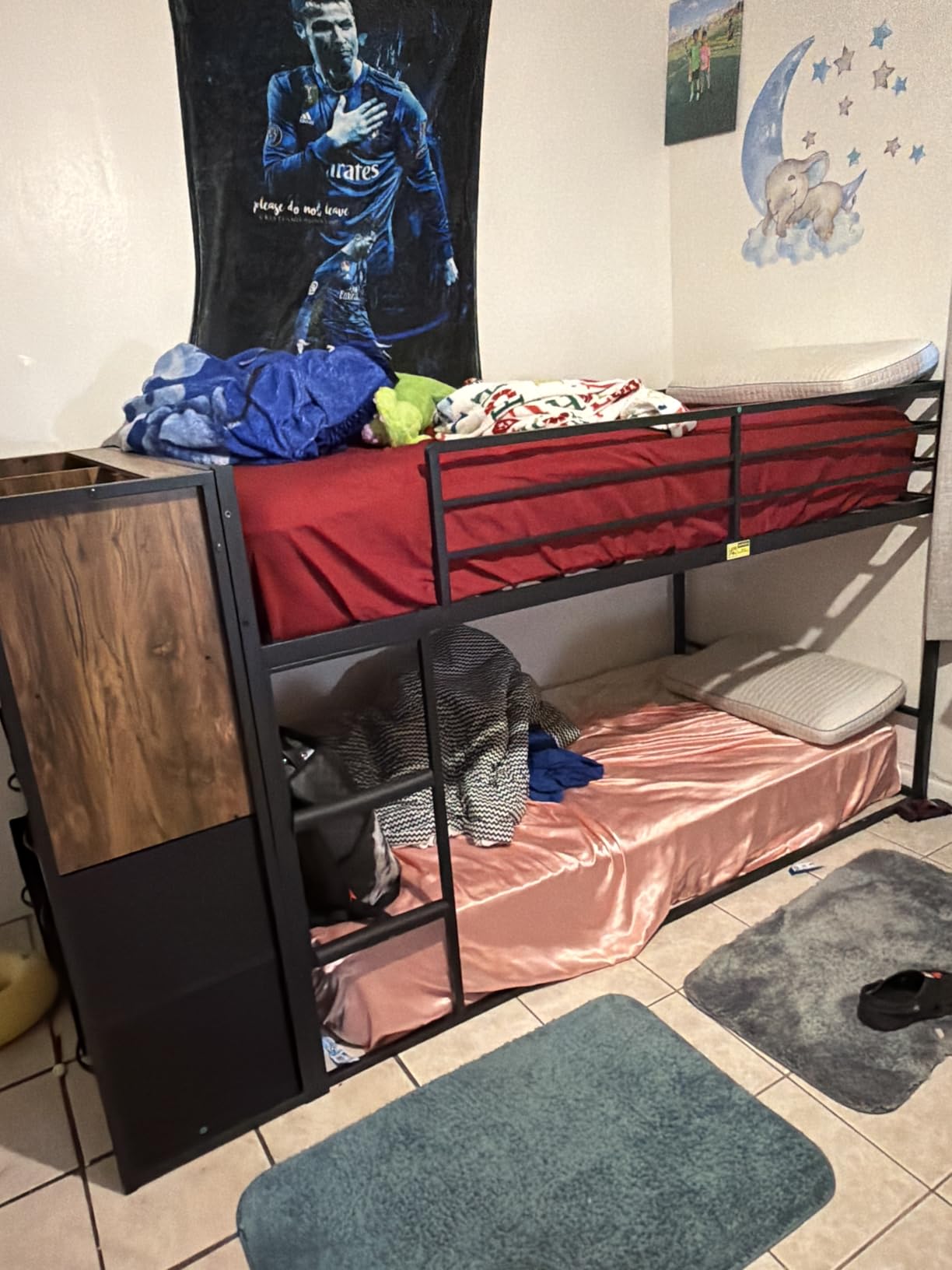 BTHFST Low Twin Over Twin Bunk Bed with 6 Storage Drawers, LED Lights | Low Bunk Beds for Kids, Ample Storage Space, Metal Sturdy Frame 13.4