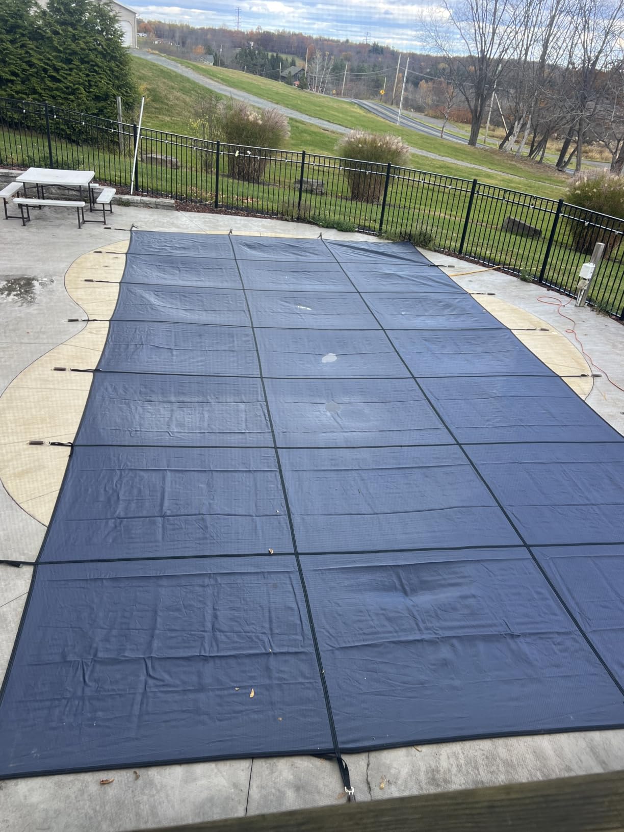Inground Pool Safety Cover Fits 28x48ft Pools, Winter Pool Covers for Inground Pools, Swimming Pool Cover with Hardware Kit Included, Triple Stitched Mesh, Blue customer photo 1
