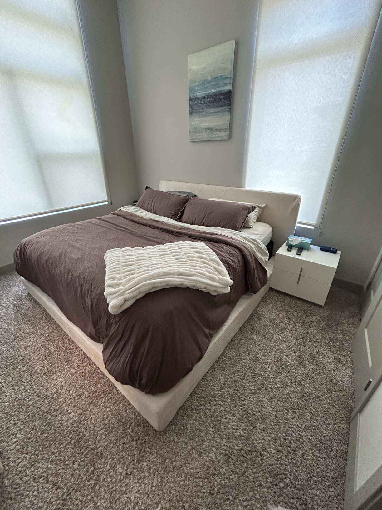 RECCI AirFrame King Size Upholstered Bed Frame with Plush Padded Headboard | Plush Padded Headboard, 360° Soft Foam Surround, Low Profile Cloud Bed Frame, No Box Spring Required, Easy Assembly customer photo 1
