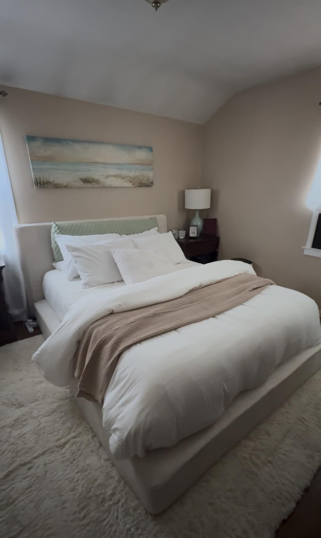 RECCI AirFrame Queen Upholstered Bed Frame with Plush Padded Headboard, 360° Soft Foam Surround customer photo 2