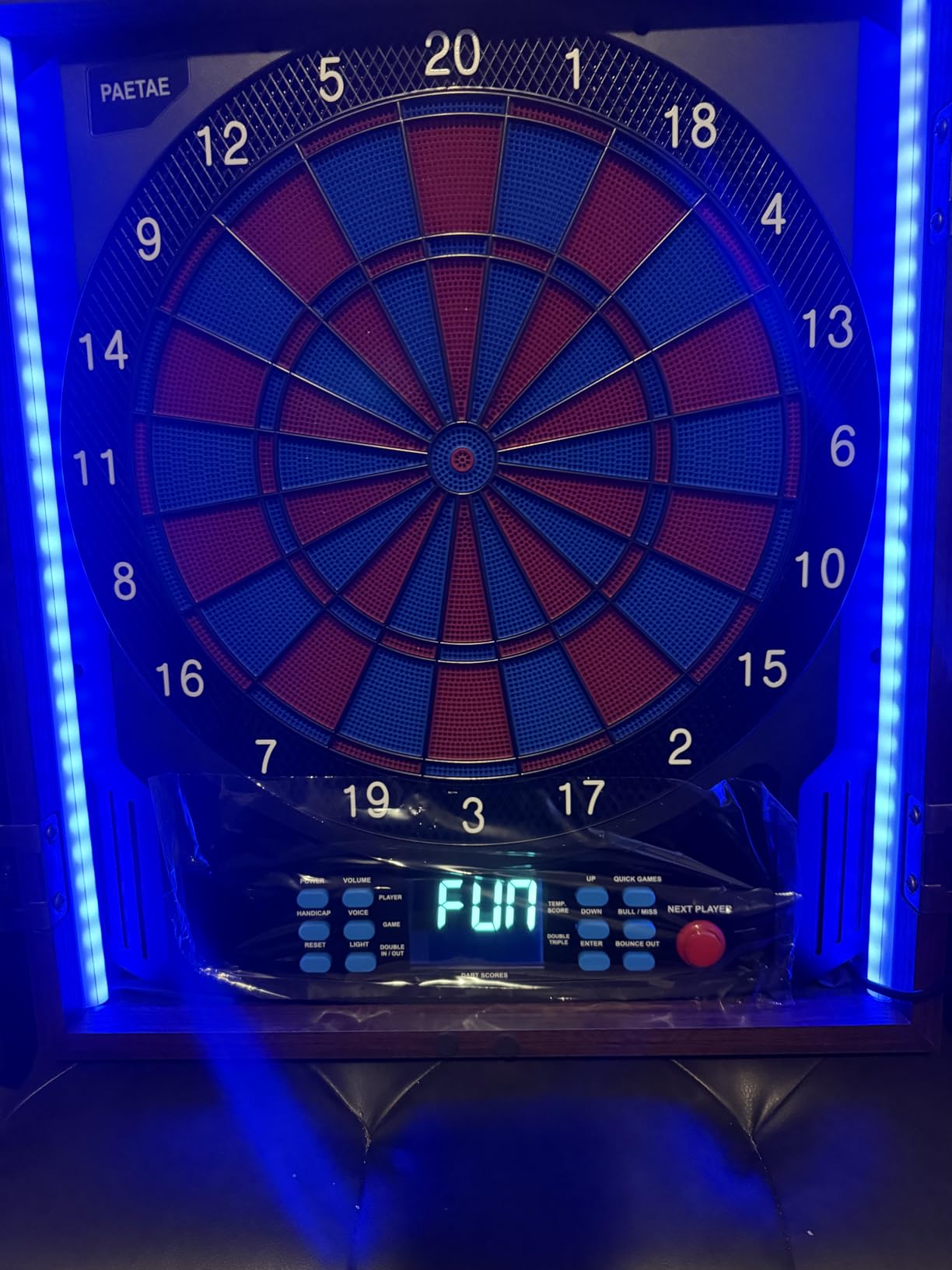 Electronic Dart Board Wooden Cabinet Set, Electric Dart Boards for Adults | Soft Tip Dartboard with Light Strips, Large Cricket Display, Automatic Scoring, 12 Darts, 45 Games & 474 Variations customer photo 1