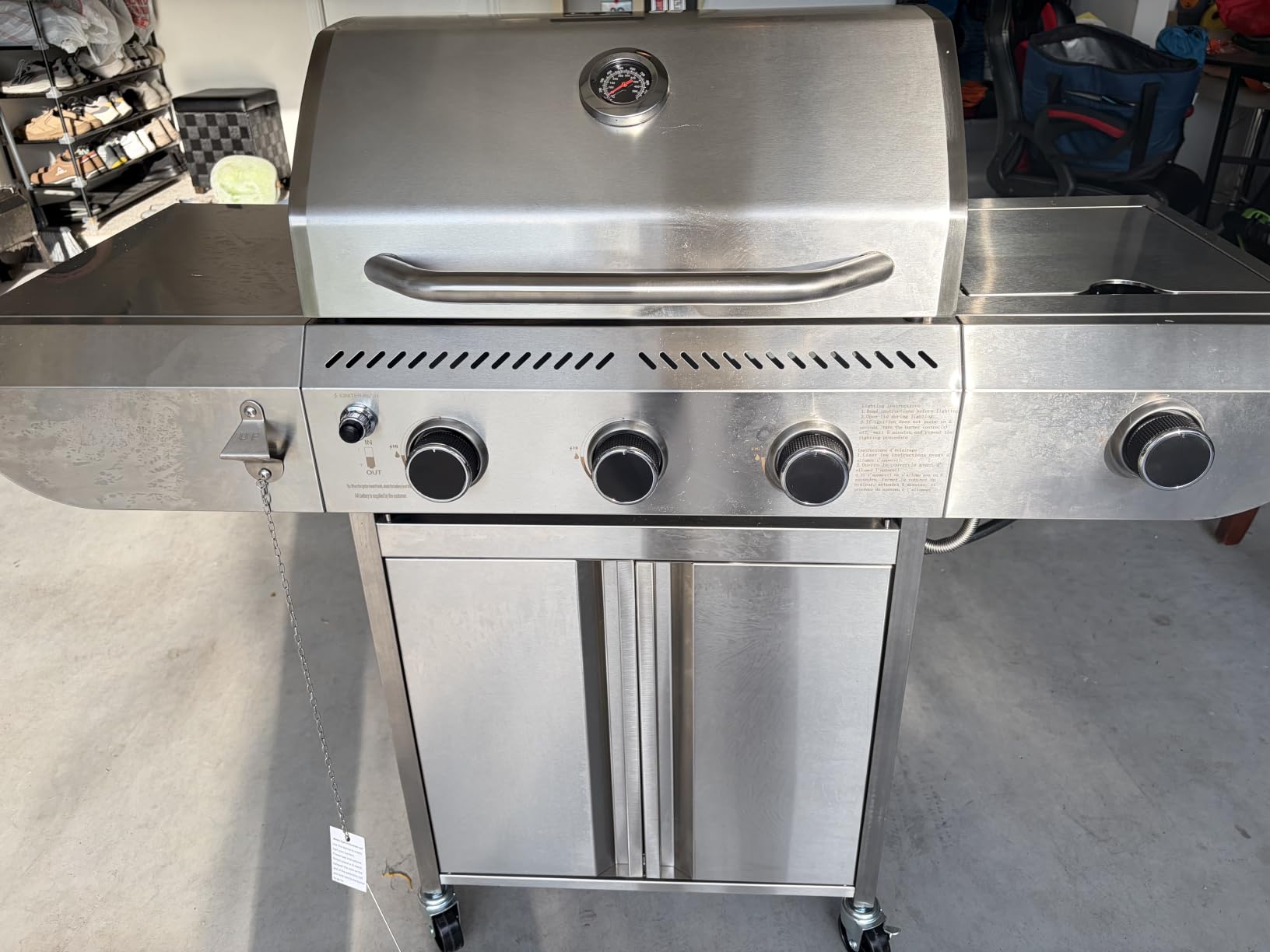 34,000 BTU 3-Burner Propane Gas Grill with Side Burner | All Stainless Steel BBQ Grill, Enameled Cast Iron Grates & Portable Cart with Wheels, Outdoor Barbecue for Backyard, Patio customer photo 2