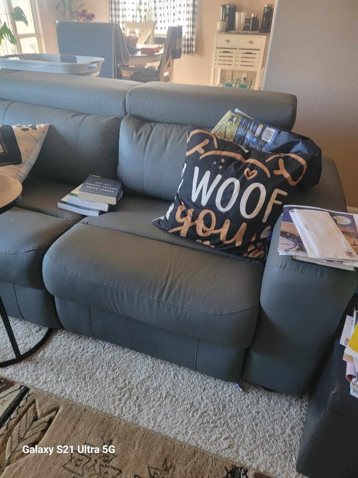Power Reclining Sectional, Sectional Recliner, Leather Reclining Sectional | Electric Reclining Couch with Storage & USB, Console, Adjustable Headrest & Cup Holders for Living Room, 5-Seater Beige Brown customer photo 2