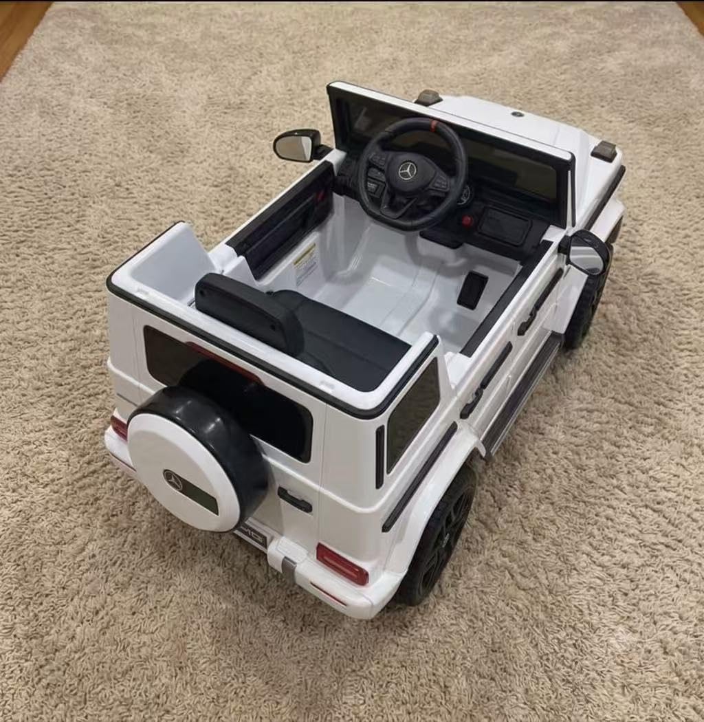 ELEMARA Licensed Mercedes-Benz AMG G63 Ride on Toys, Electric Car for Kids W/Parents Control, Electric Powered G Wagon Ride On Truck Toy, Low Battery Prompt, Bluetooth, Flickering Lights/LED Lights - White customer photo 2