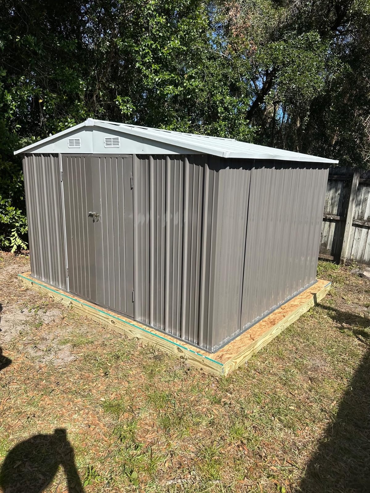 Devoko 10x12 FT Outdoor Storage Shed, Gray | Large Metal Tool Sheds, Lockable Door, Sloping Roof, Utility Garden Shed for Lawn Backyard Patio customer photo 1