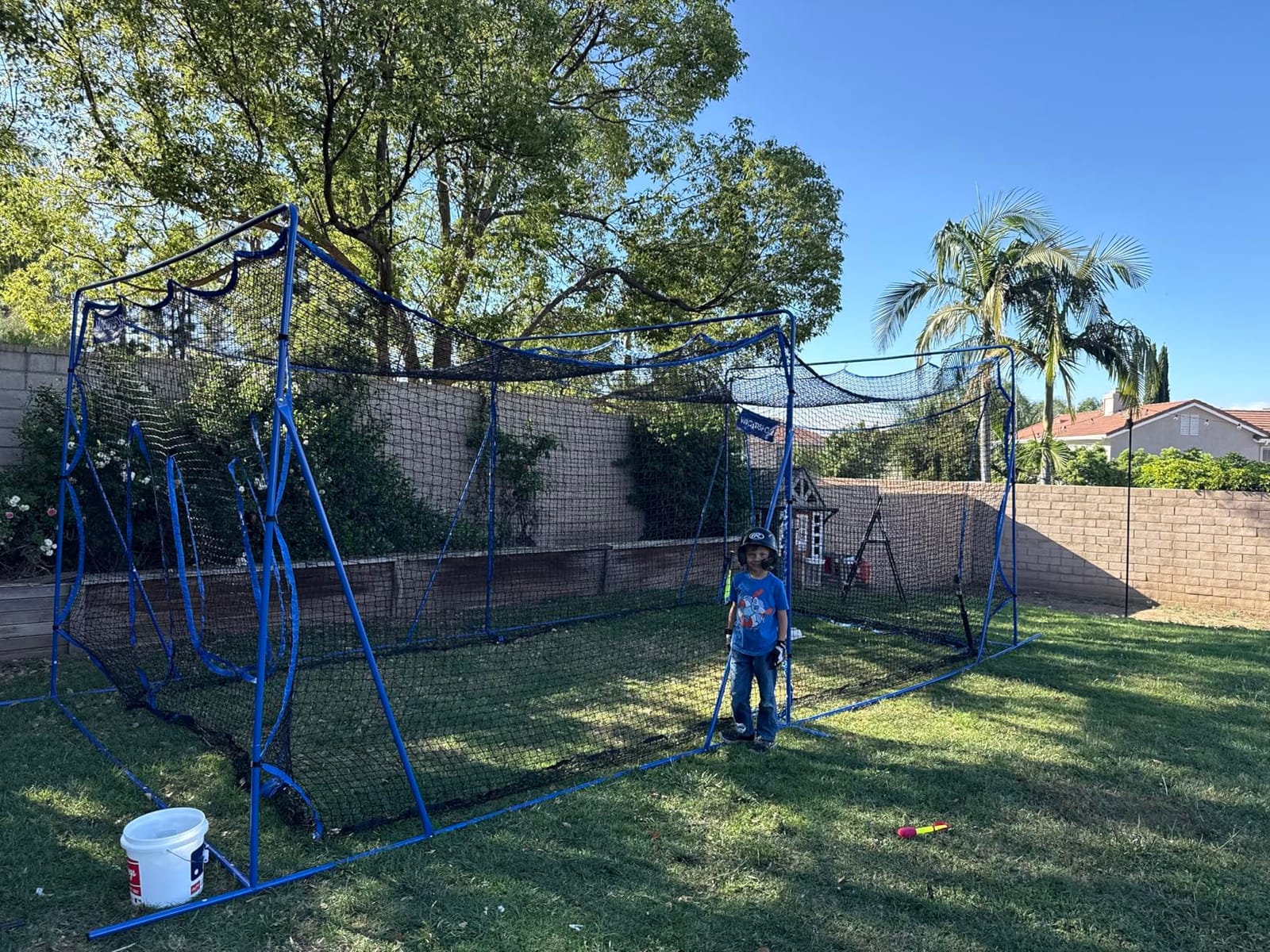 Batting Cage Net with Metal Frame, 20x10x8ft Baseball Softball Practice Net | All-Around Ball Containment, Heavy-Duty Metal Frame, Dual Sided 7-Ply Tear Resistant Net, for Backyard Hitting & Pitching customer photo 2