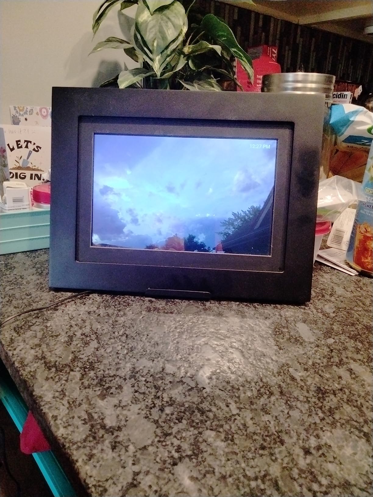 Brookstone 10 Inch Wi-Fi Digital Picture Frame with Video Playback - 32GB Smart Photo Frame, Touchscreen Display, Clock, Calendar, Weather Forecast, Built-in Speaker - White customer photo 2