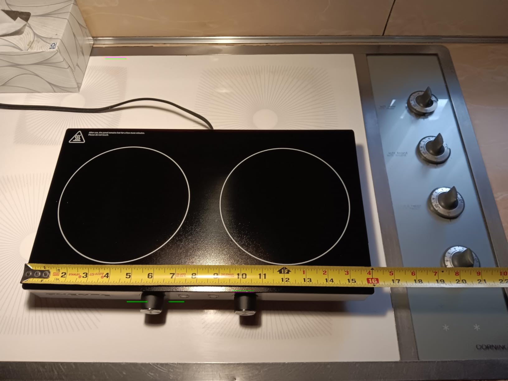 OVENTE Infrared Ceramic Double Burner, 1800W Hot Plate, Black BGI302GB | Crystalline Glass, Portable Stainless Steel Cooktop for Home, Office, or Dorm Use, Non-Slip Feet customer photo 1