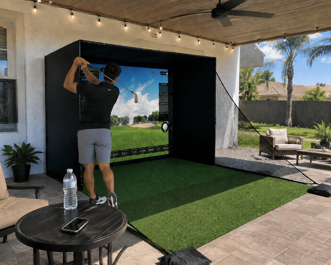 Golf Simulator Enclosure Kit with Premium HD Impact Screen, Full Safety Padding & Blackout Curtain, Home Golf Sim Setup Launch Monitors Compatible, Indoor Cage Net Golfing Accessories customer photo 1