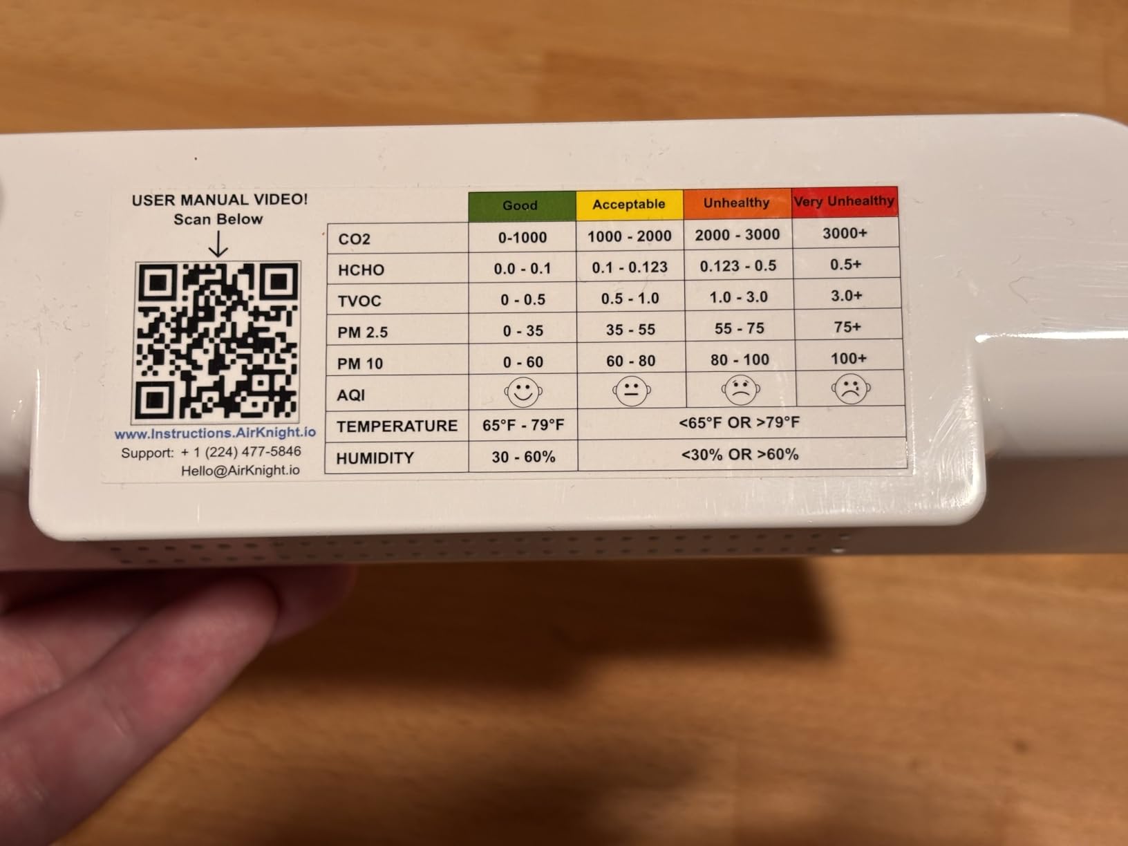 AirKnight Premium Indoor Air Quality Monitor Indoor & Air Quality Sensor. VOC Detector, CO2 Monitor, Formaldehyde Detector HCHO, AQI, PM2.5, PM10 Temperature Humidity Air AQI CO2 Meter customer photo 1