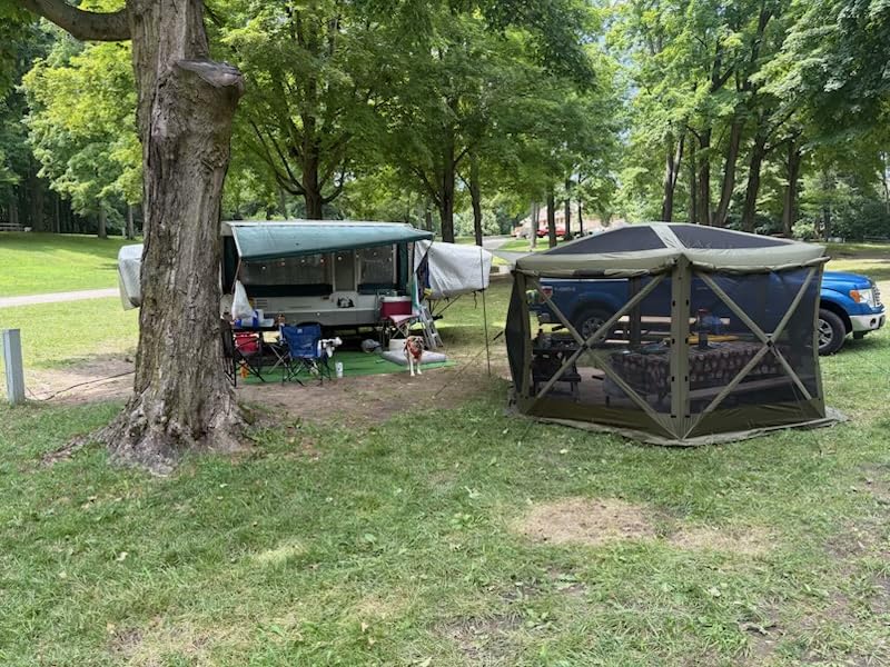VEVOR Pop up Gazebo Screen Tent, 12 x 12 ft Large 6-Sided Camping Canopy Tent with Removable Top & Carry Bag, Quick-Set & Bite-Proof, Screen House Sun Shelter for 8-10 Persons Backyard Patio, Brown customer photo 1