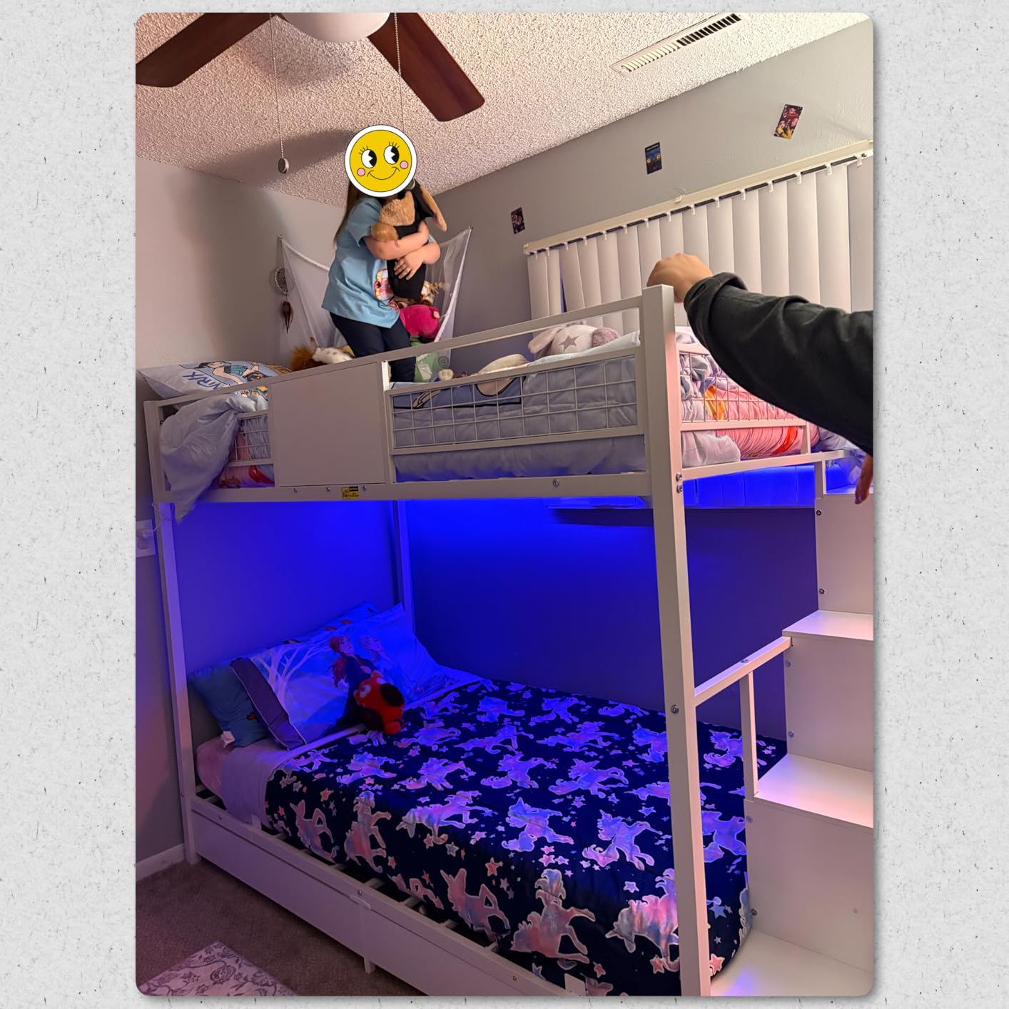BTHFST Bunk Bed Twin Over Twin with Stairs, Storage Drawers and LED Lights | 8 Drawers, Heavy Duty Bunk Bed, Hanging Area, Full-length Guardrail, Space-saving Bed for Dorm, Bedroom, Apartment customer photo 2