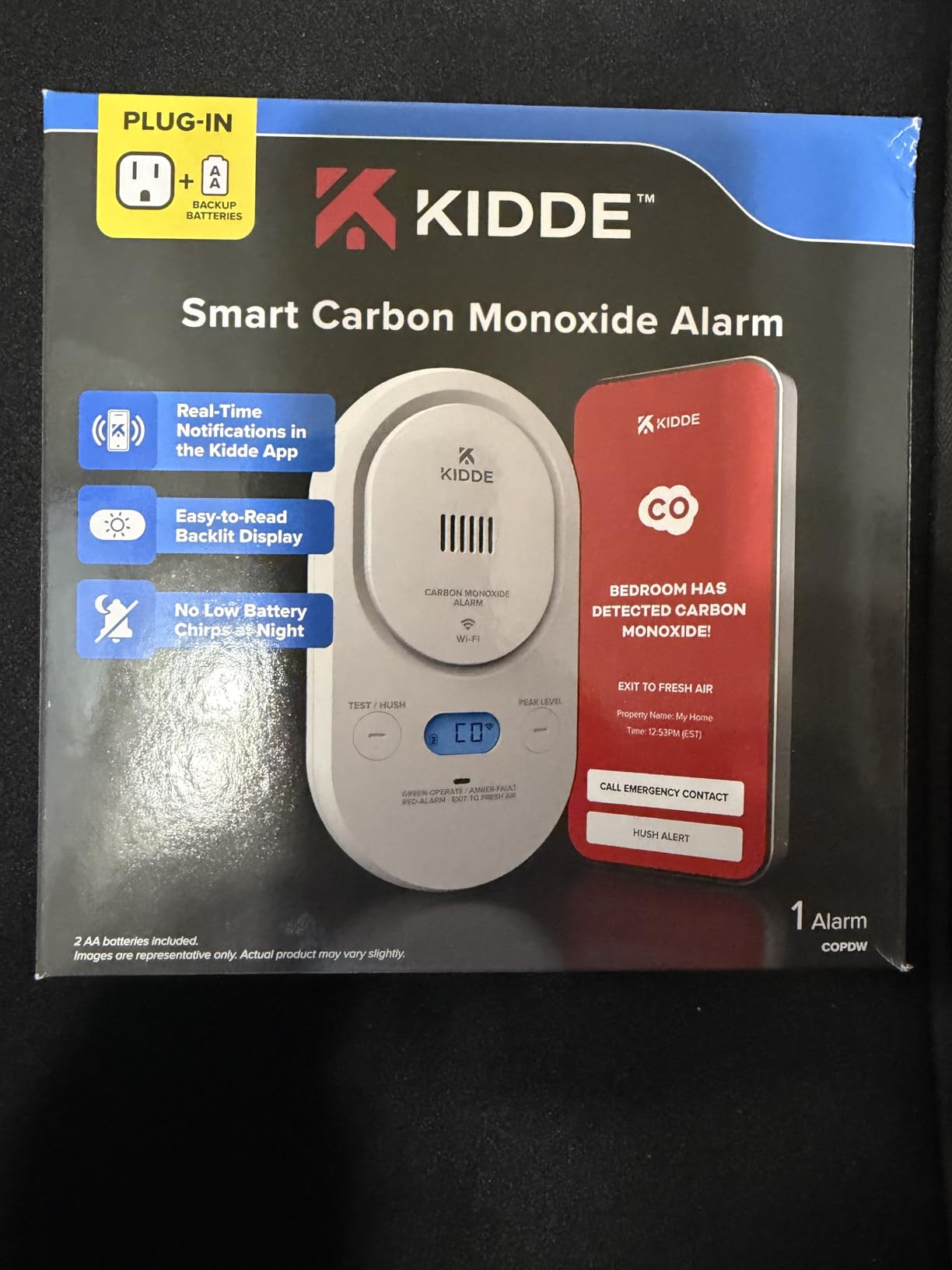 Kidde Smart Carbon Monoxide Detector, Plug-in & AA Battery Backup, COPDW, Real-Time Alerts, Digital Backlit Display, No Low Battery Chirps, 5th Edition customer photo 1