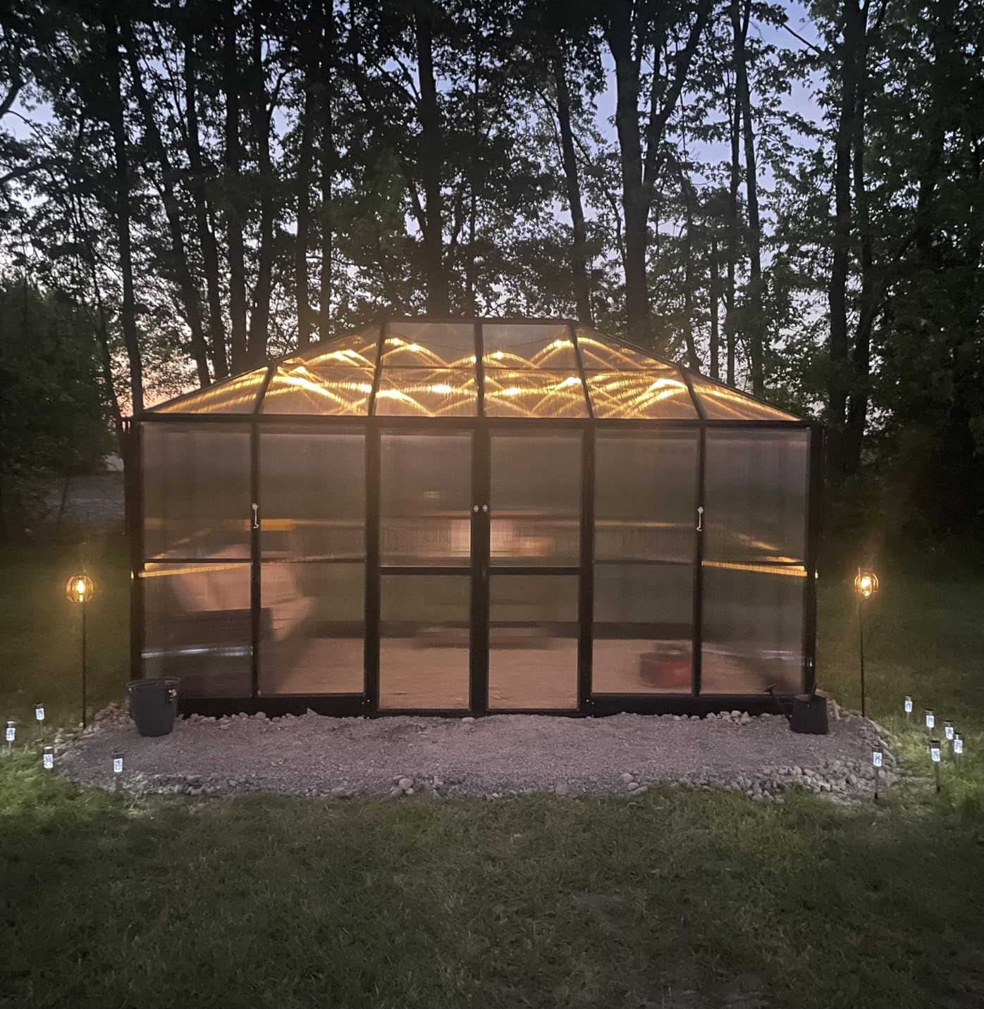 AMERLIFE 12 x 10 x 8-Ft Hybrid Polycarbonate Greenhouse | Quick-Connect Aluminum Frame, Dual Roof Vents, Double Doors, Gutters, Walk-In Design, Black customer photo 2