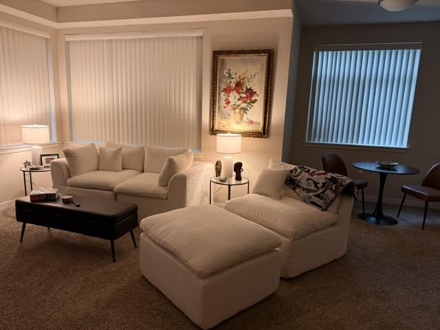 Cloud Sectional Couches for Living Room | 108 Inch L-Shaped Boneless Couch with Ottoman | Modular Sectionals Sofa Couch Ivory White customer photo 1