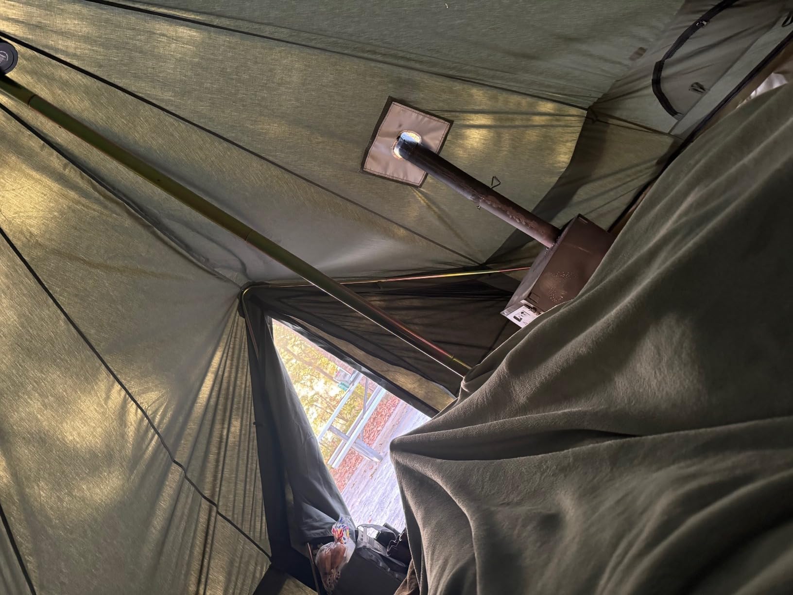 10/13/16/20ft Canvas Bell Tent with Stove Jack & Removable Floor | Yurt Cotton Tent Fits 2-3 People. 4-Season for Family, Car Camping, Hunting, and Parties. Mesh Windows for Ventilation customer photo 2