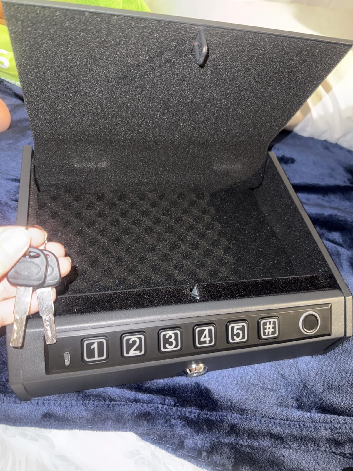 Biometric Gun Safe for Handguns, Pistol Safe Fits 2-3 Handguns | Fingerprint Car Gun Safe, Quick Access, LED Light, Stealth Mode, Carbon Steel, Security Cable, Portable Lock Box, Nightstand customer photo 2