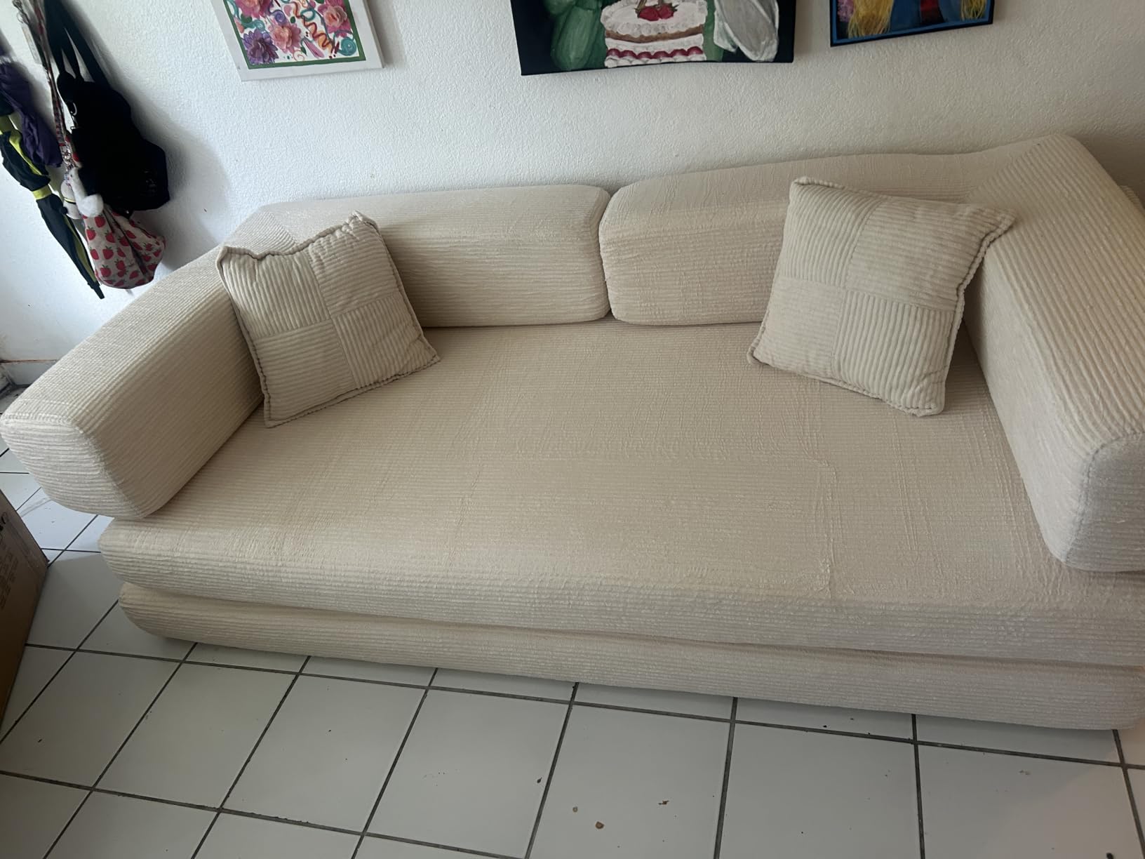 MoonSpeak 78.8'' Futon Sofa Bed, Boneless Couches for Living Room, Corduroy Convertible Futon Sofa Bed with Storage Pocket, Modular Sleeper Couch in a Box, No Assembly (Green) customer photo 2