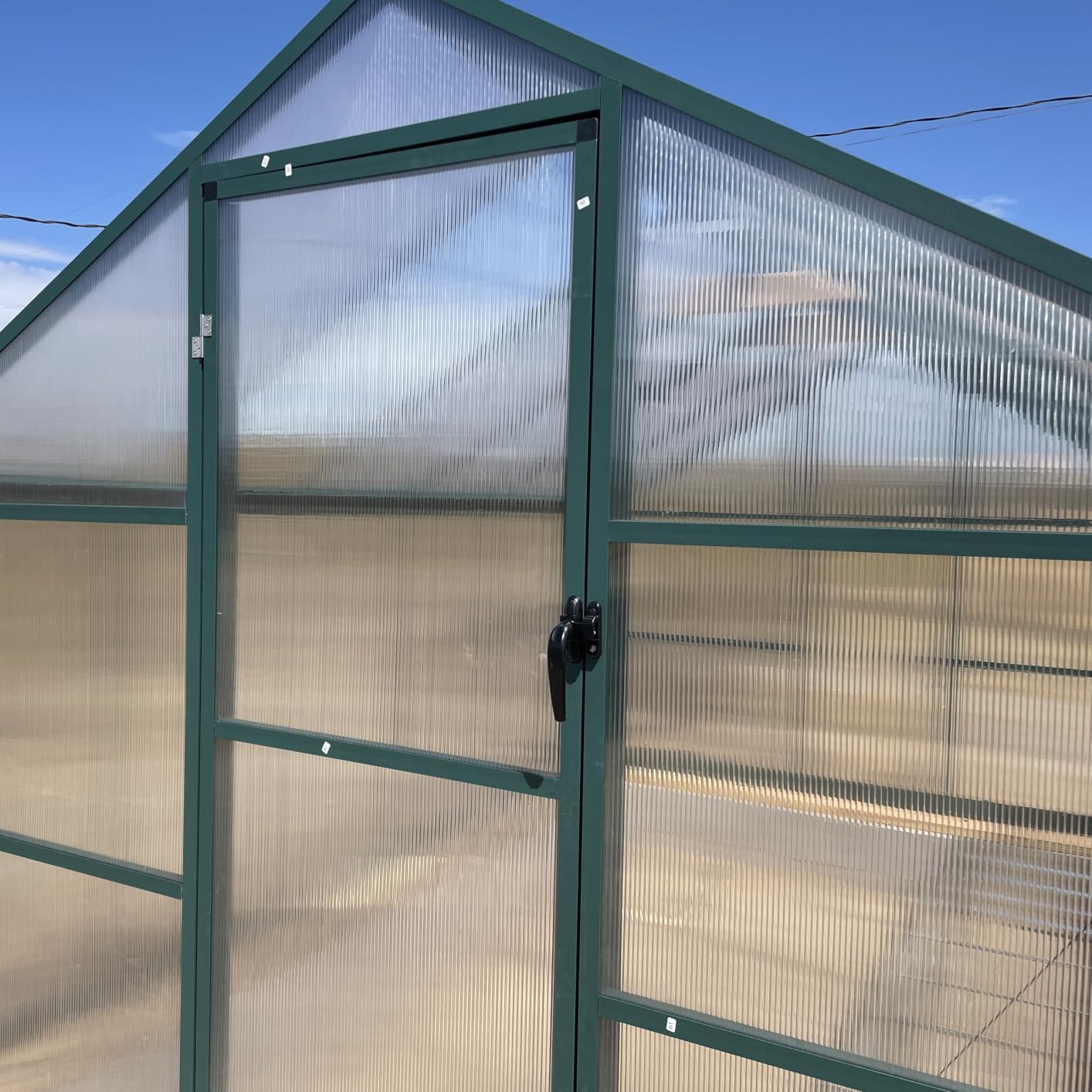 6x10 FT Greenhouse, Outdoor Sliding Door, Polycarbonate Greenhouse with Aluminum Frame, Lockable Door and Ajustable Roof Vent for Backyard, Outside Garden Backyard, Patio, Black customer photo 1