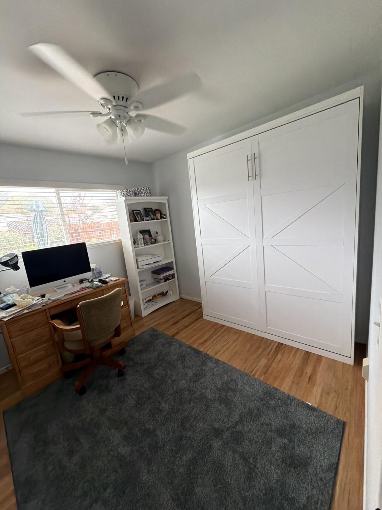 ROOMTEC Queen Murphy Bed with Smooth Pneumatic Lift, Space-Saving Wall Bed, Modern Cabinet Design for Guest Rooms and Home Offices, Supports 1,000 LB and Fits 60
