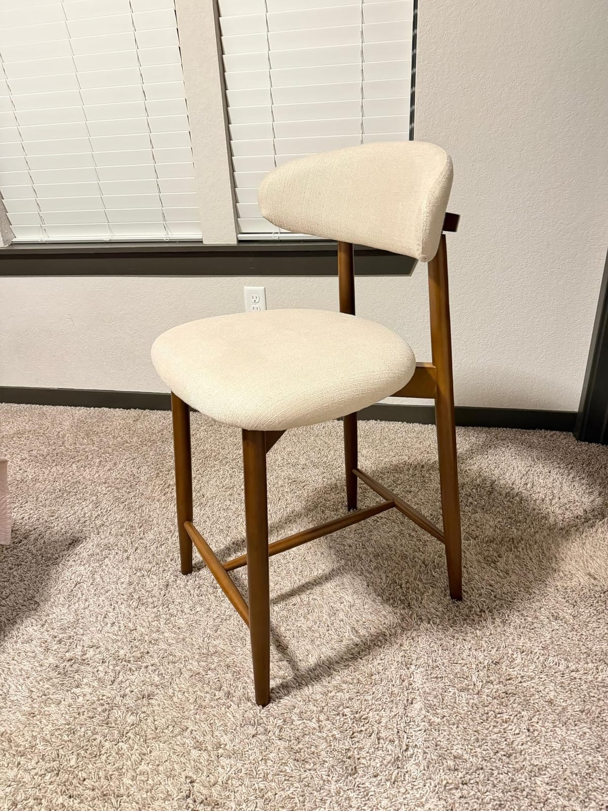 COLAMY Counter Height Bar Stools Set of 2, Kitchen Bar Stools with Back, Mid Century Modern Upholstered, with Wood Legs for Kitchen Island Dining Room, Beige customer photo 2
