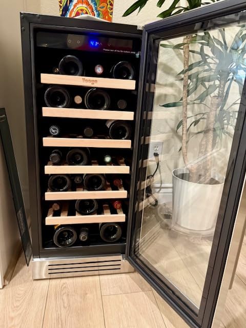 Yeego 15 Inch Dual Zone Wine Fridge with 28 Bottle | Built-In or Freestanding Wine Cooler Refrigerator with Glass Door | 40-65°F, Adjustable Shelves for Home Bar Kitchen Office customer photo 2