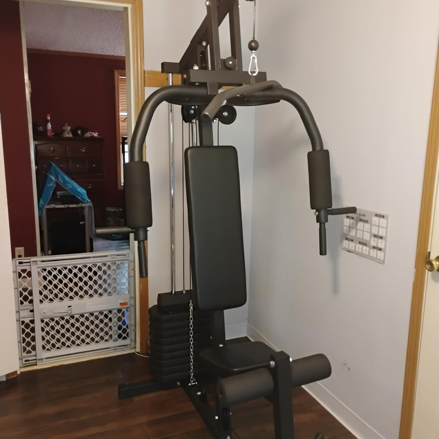 Home Gym Machine with 100LB Weight Stack, Multifunctional Full Body Workout Station for LAT Pulldown, Chest Press, Leg Extension & Strength Training, Compact Fitness Equipment for Home Use customer photo 1