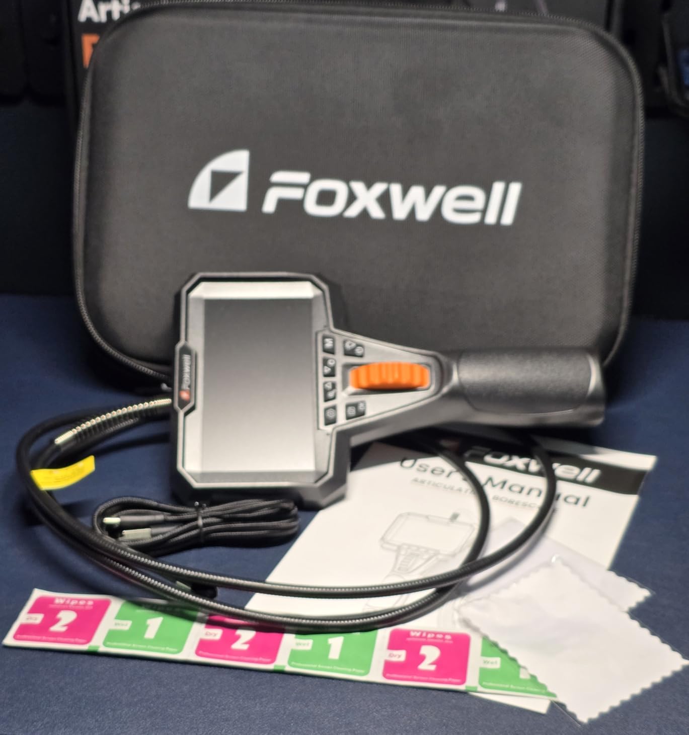 FOXWELL 2-Way 220° Articulating Borescope Camera with Light, 1080P FHD | 0.24in Ultra-Slim Inspection Camera, Industrial Endoscope, IP67 Waterproof, 6 LED, 32GB, for Automotive, Plumbing, HVAC, 5.3FT customer photo 1