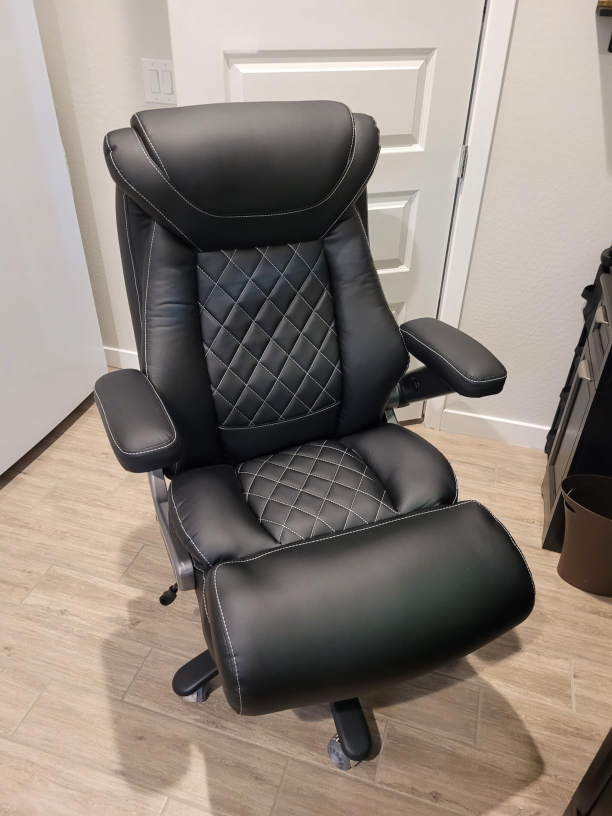 600LBS Large Big and Tall Office Chair, Heavy Duty Wide Ergonomic Gaming Office Chair with 5D Flip Arms, Comfy PU Leather Executive Office Desk Chair customer photo 1