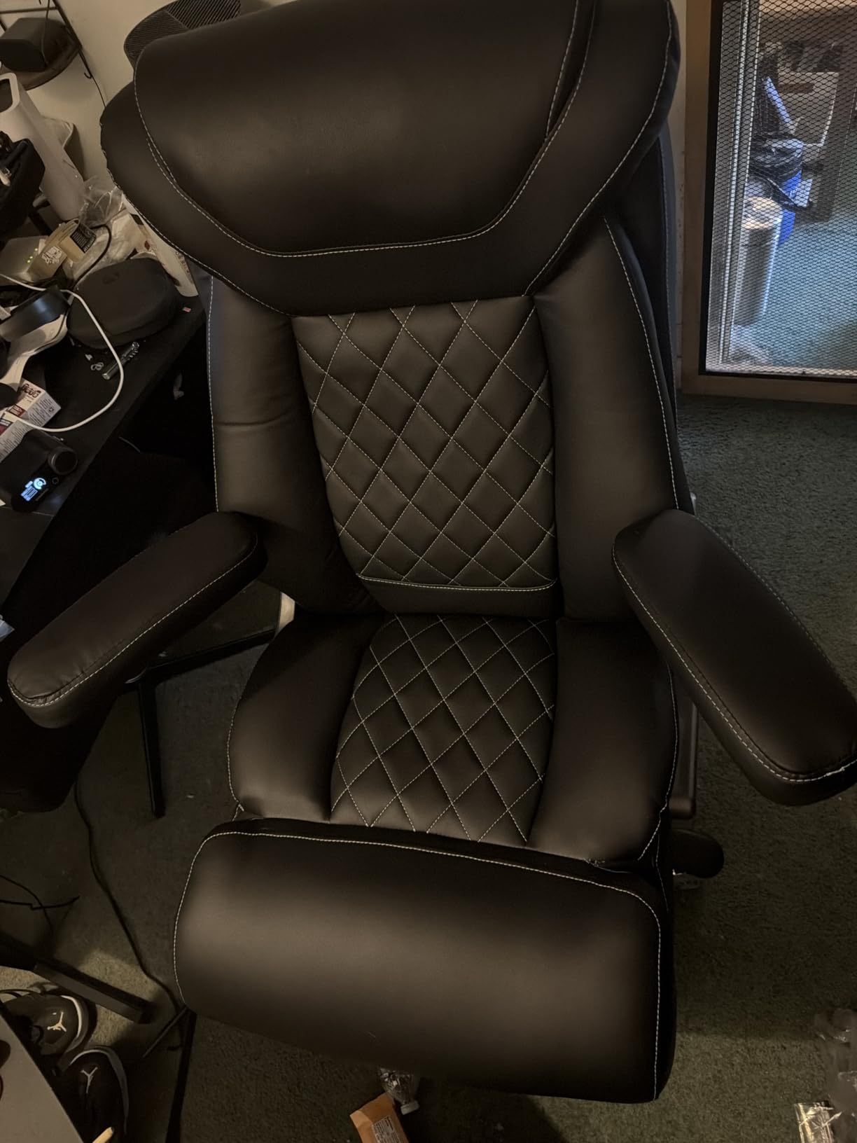 600LBS Large Big and Tall Office Chair, Heavy Duty Wide Ergonomic Gaming Office Chair with 5D Flip Arms, Comfy PU Leather Executive Office Desk Chair customer photo 2