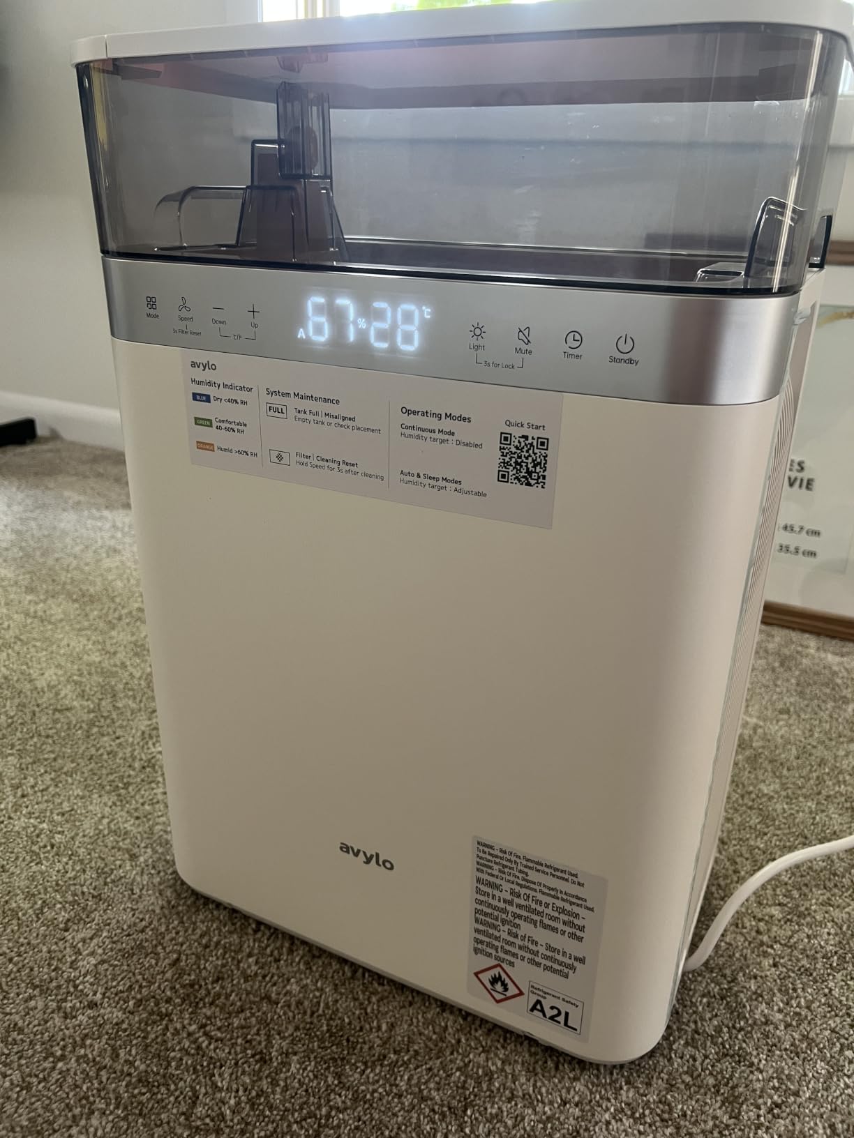 avylo Dehumidifier for Basement with Pump and Hose, Max 90 Pints/D, White | Energy Star Most Efficient 2025, 5000 Sq.Ft Dehumidifier, Top Mounted 2.11Gal Tank, 3 Drainage Option, Auto Shut Off, Auto Defrost customer photo 2