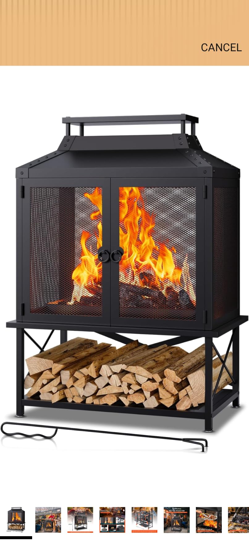 Metal Outdoor Fireplace for Patio - 39
