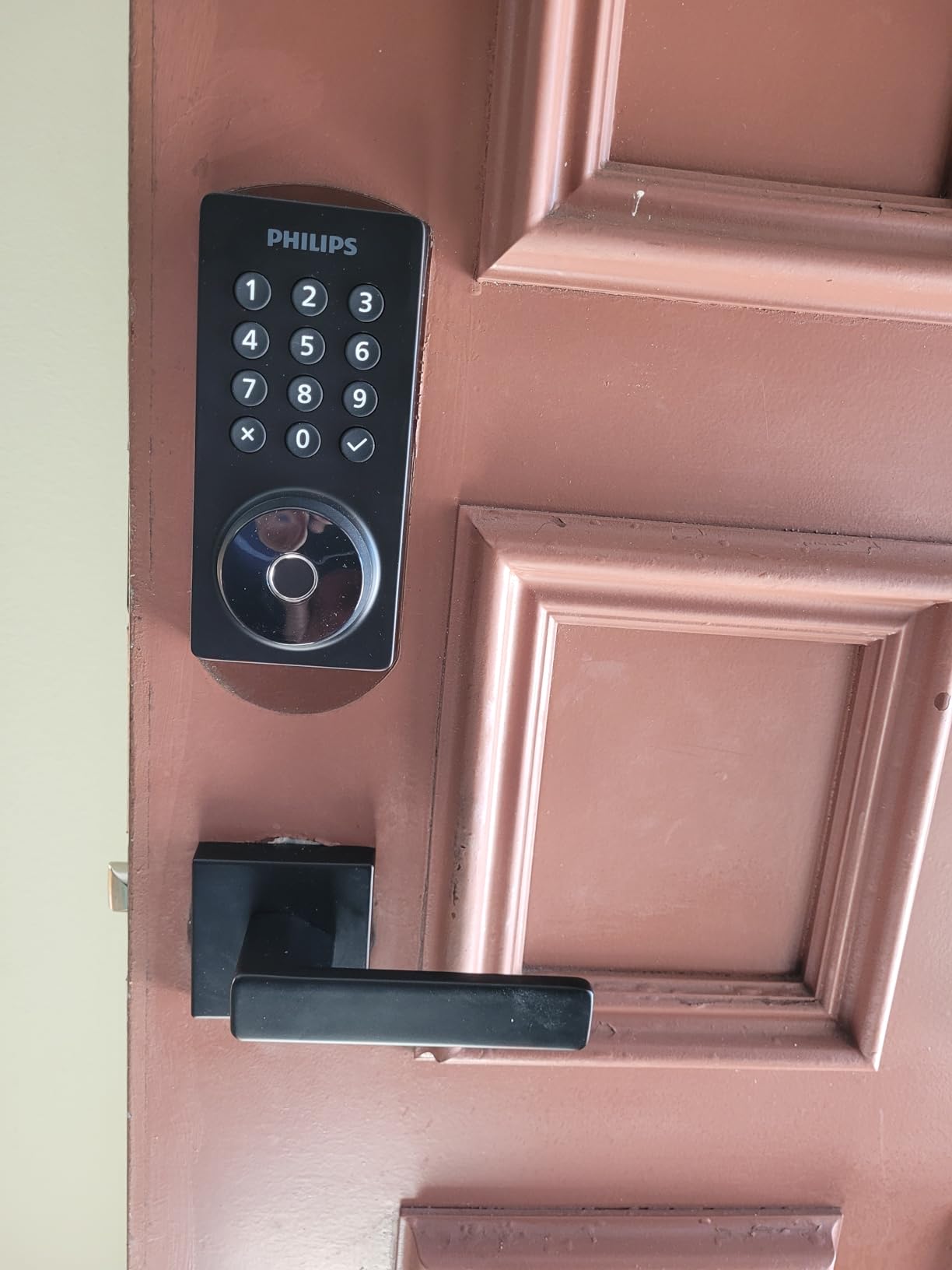 Philips WiFi Keypad Door Lock with Handle, Built-in WiFi, APP Remote Control, Voice & Fingerprint Unlock, Smart Locks for Front Door with Auto Lock, Keyless Entry Deadbolt, Satin Nickel customer photo 1