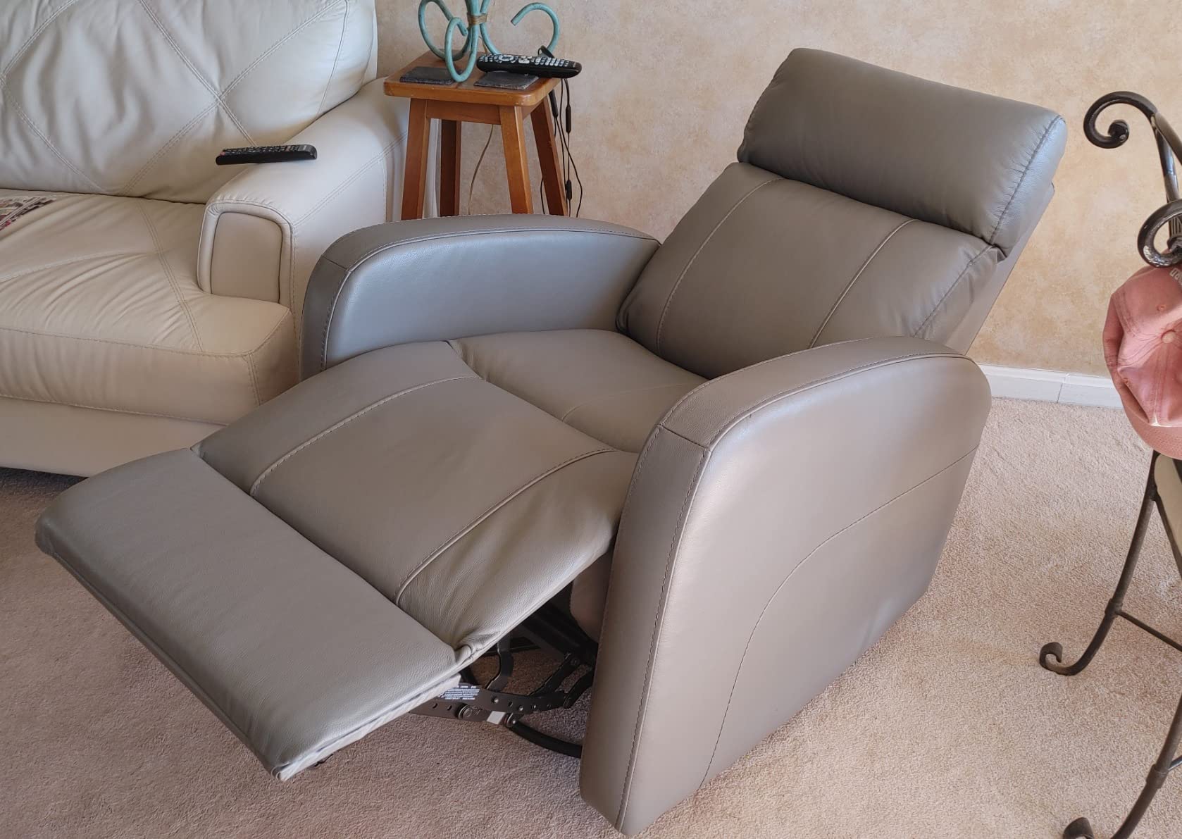 CHITA Genuine Leather Power Recliner Chair for Adults, Swivel Glider, Brown customer photo 2