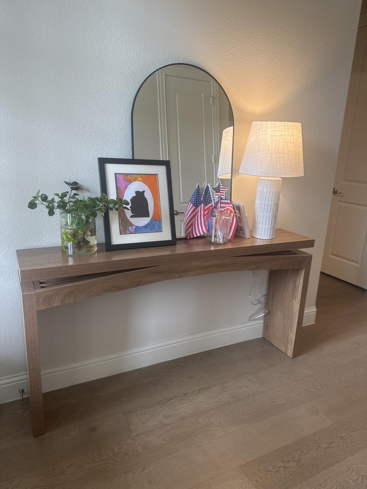 Epecoya Modern Dark Brown Console Table for Living Room, 63 Inch | Vintage Wooden Entry Way Tables, Mid Century Behind Couch Table for Entrance, Hallway, Home, Apartment, Dark Brown customer photo 2