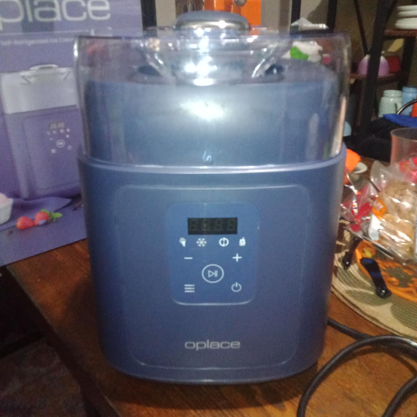 4-in-1 Compressor Ice Cream Maker (1.0Qt), No Pre-Freezing, Automatic Yogurt Maker, Gelato Sorbet Frozen Yogurt Soft Serve Machine, Compact Vertical Design for Home Kitchen(Blue) customer photo 1