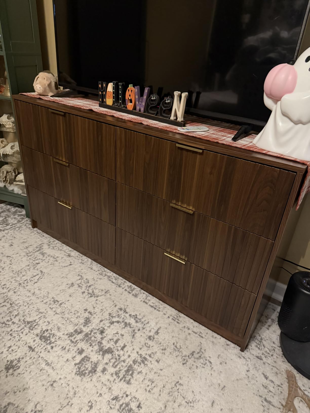 MAISONARIA 5 Drawer Dresser for Bedroom, Tall Dresser Chest of Drawers with Gold Handles, 32 Inch Wide Nightstand with for Bedroom, Living Rooms, Offices, and Entryways, Walnut customer photo 1