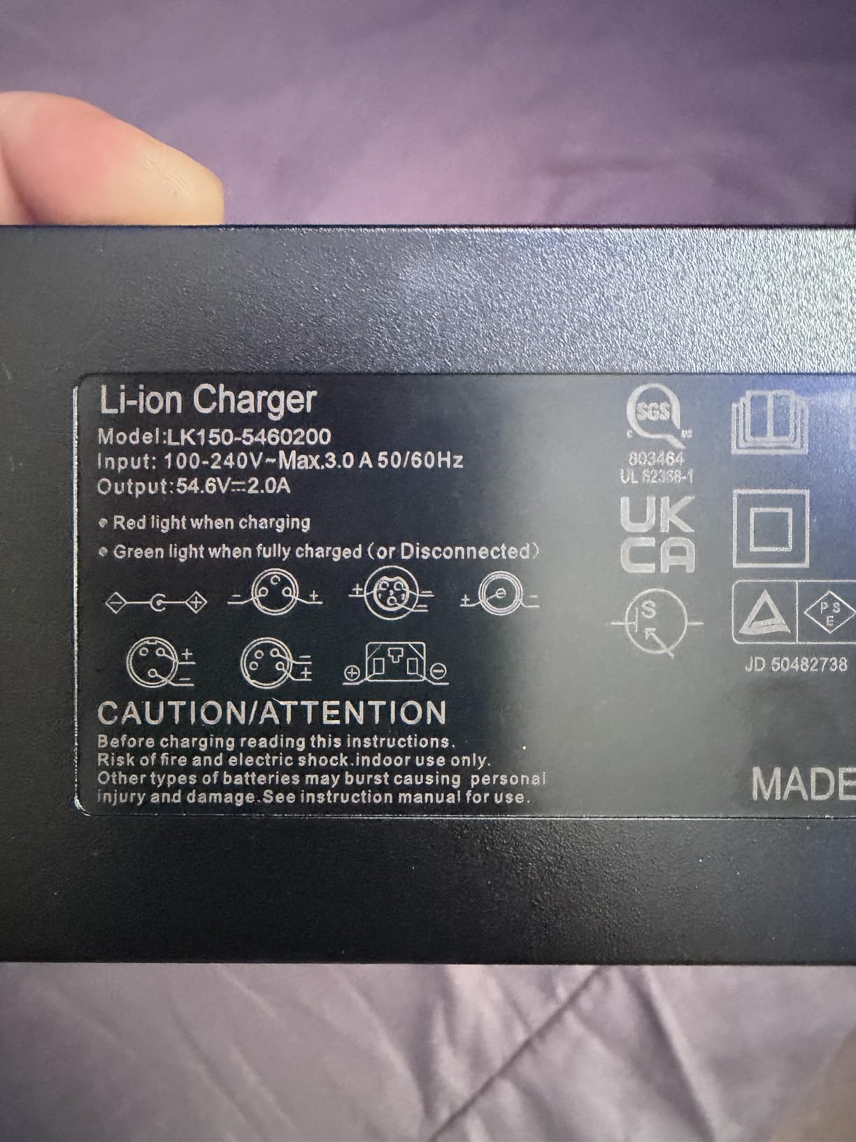 54.6V 2A 7 in 1 Universal Ebike Scooter Charger for 48V 13S Lithium Battery Compatible with Ancheer Vivi Jasion Funhang TST Heybike Qlife AMYET Fast Charging, Overcharge Protection, SGS Certified customer photo 2