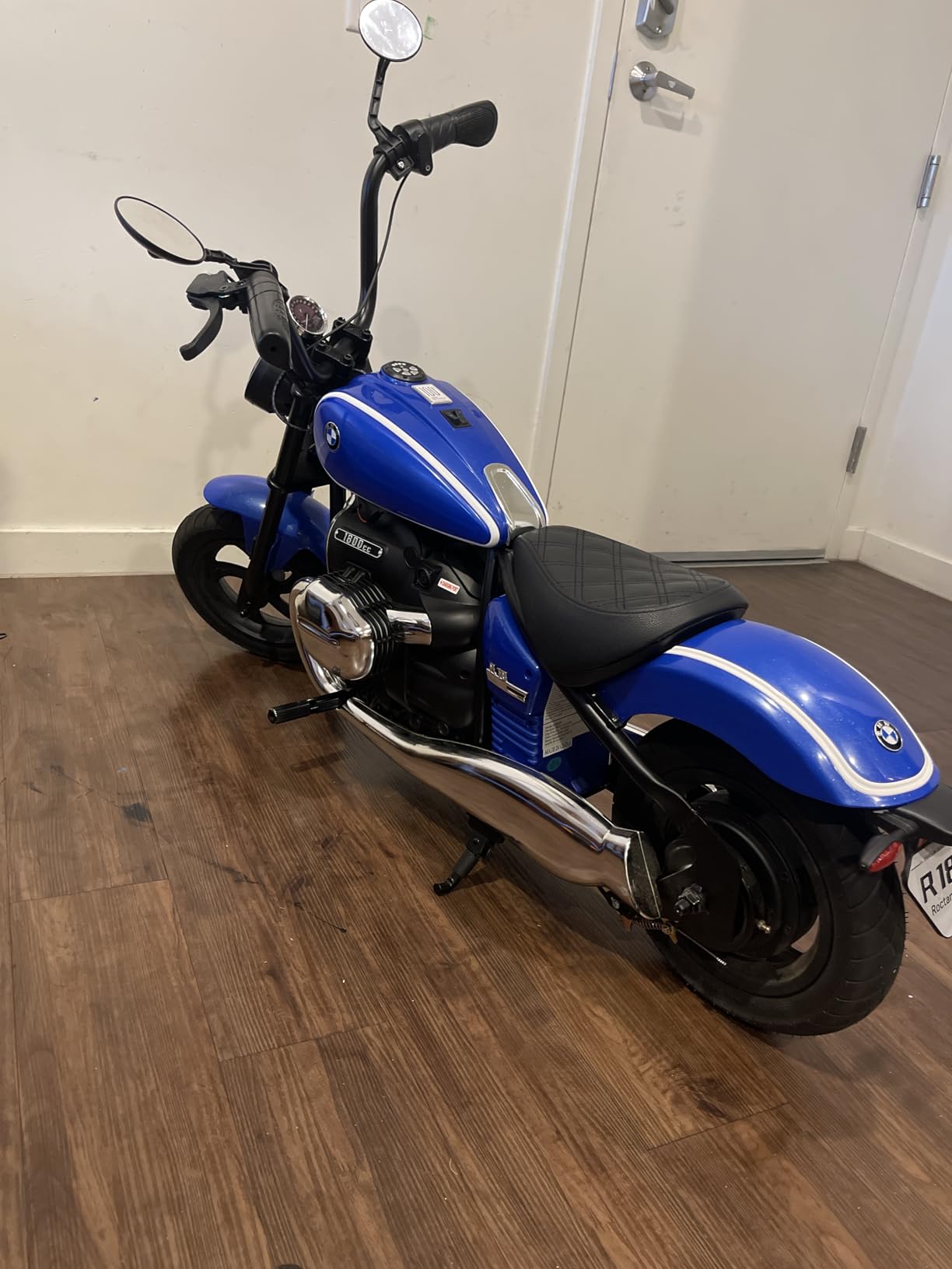 ANPABO Licensed BMW 24V Kids Electric Motorcycle for Kids 5-8, Black | Electric bike w/peak 300W brushless motor, up to 12 Miles & 13MPH, RGB lights, removable training wheels, UL-2272 certified customer photo 1