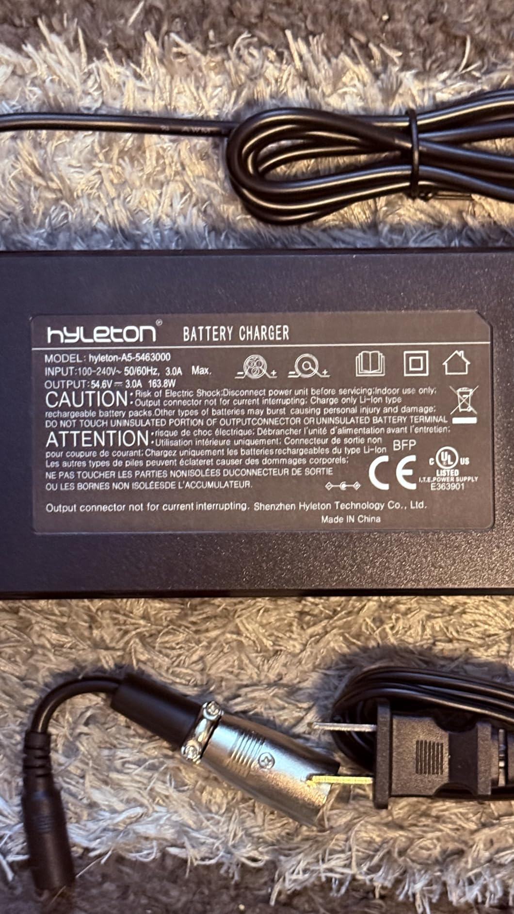 UL Certified 54.6V 3A Faster ebike Charger for 48V Lithium Batteries - with Auto Shutoff, Intelligent Temperature Control, V0 Fireproof Case, Compatible with TST, ESKUTE Electric Bikes customer photo 2
