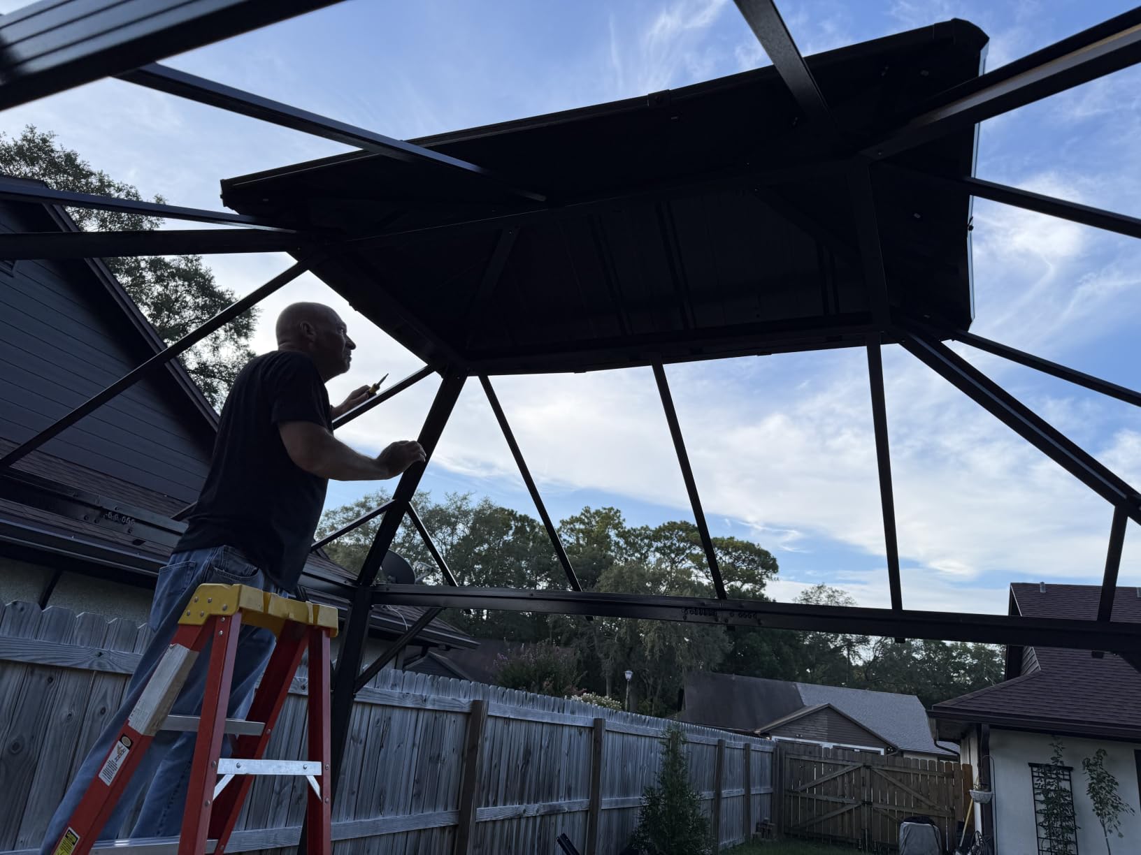 10x12FT Hardtop Gazebo Brown | Permanent Outdoor Pergola with Double Galvanized Steel Roof and Curtains and Netting for Backyard, Patio, Lawn and Garden customer photo 1