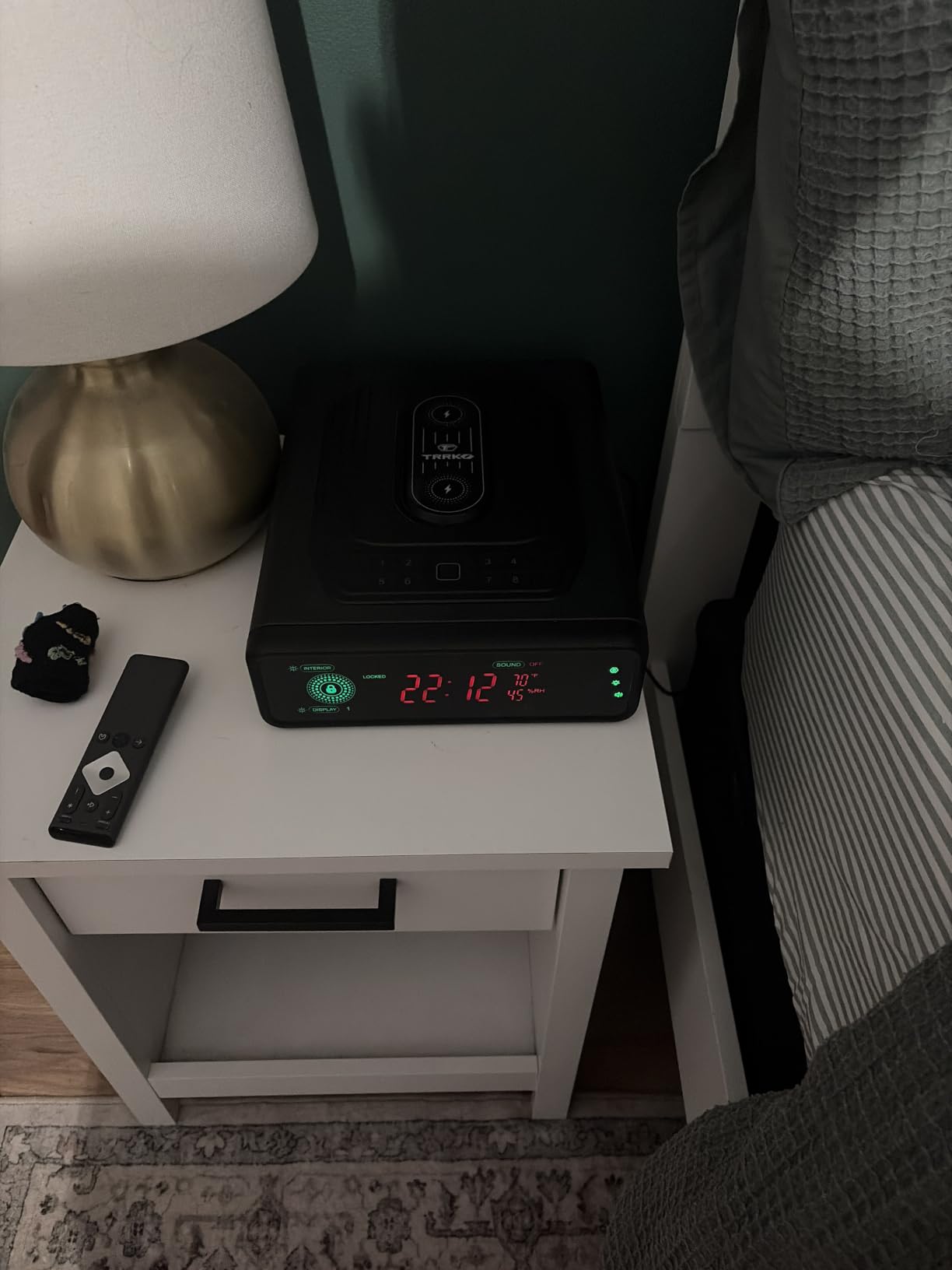 Biometric Gun Safe for Handgun, 0.3S Auto-Open & 2X Wireless Charging | Handgun Safe with Fingerprint, 10.25