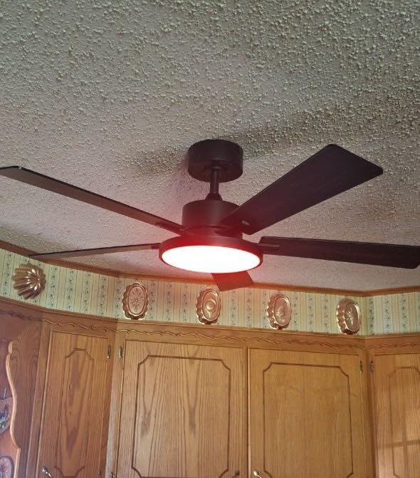 CINOTON Smart Ceiling Fan with Lights, 52'' RGBCW Ceiling Fan with Lights and Remote App Voice Control, Reversible DC Motor, 2600lm Dimmable, 6 Speeds & 2 Fan Modes, Quiet Fan for Bedroom, Living Room customer photo 1