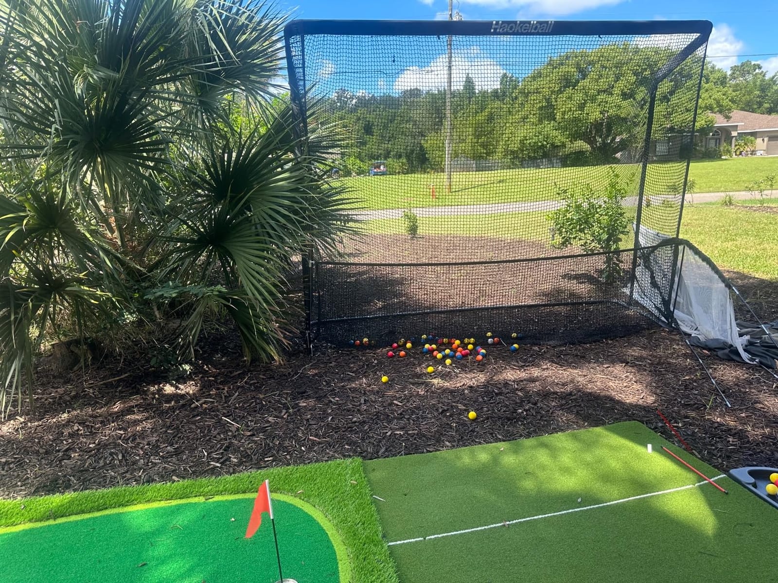 Haokelball Golf Practice Net 10x8FT Driving Hitting Net & Simulator Cage | Backyard Outdoor, Indoor Golf Simulator, Real Ball Practice, Impact Screen, Ball Return, Side Barriers, Projection Ready customer photo 1