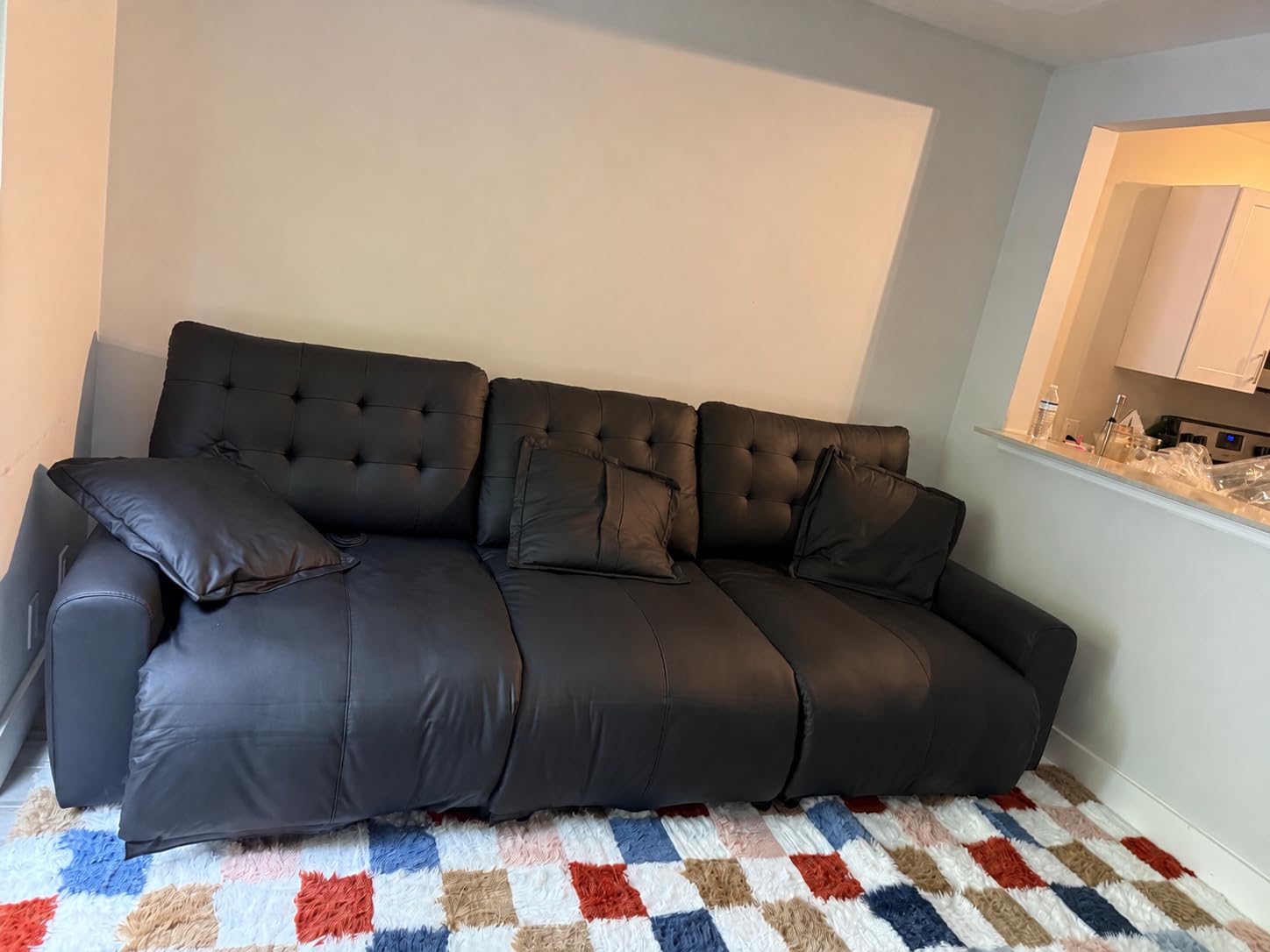 Oversized Sectional Leather Couch for Living Room Deep Seat Sofa customer photo 2