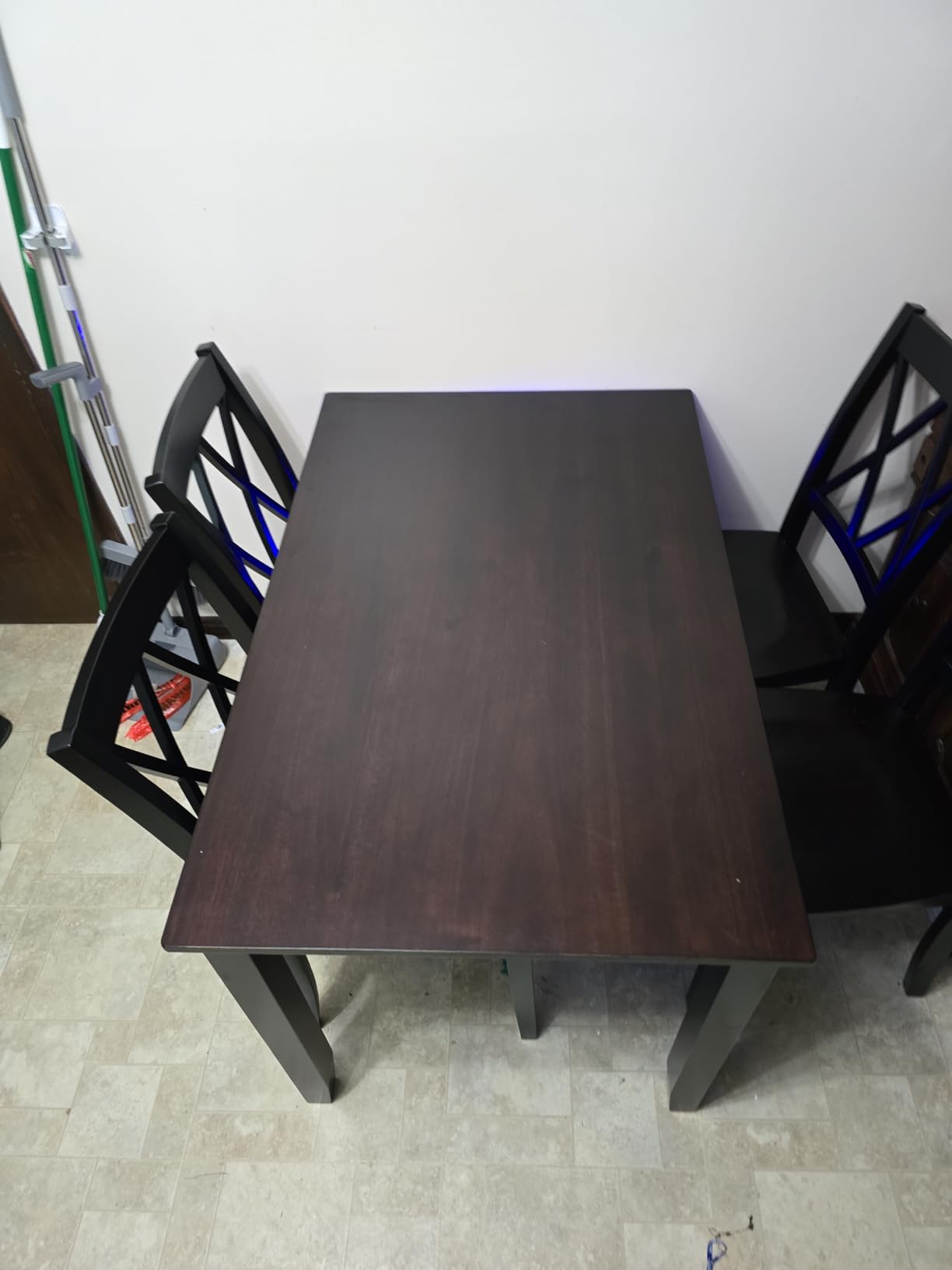 Harper & Bright Designs 5-Piece Counter Height Dining Table Set with 4 Chairs, Square Wooden Kitchen Table Set for 4, Modern Small Space Dining Room Set with Padded X-Back Chairs, Grey & White customer photo 2