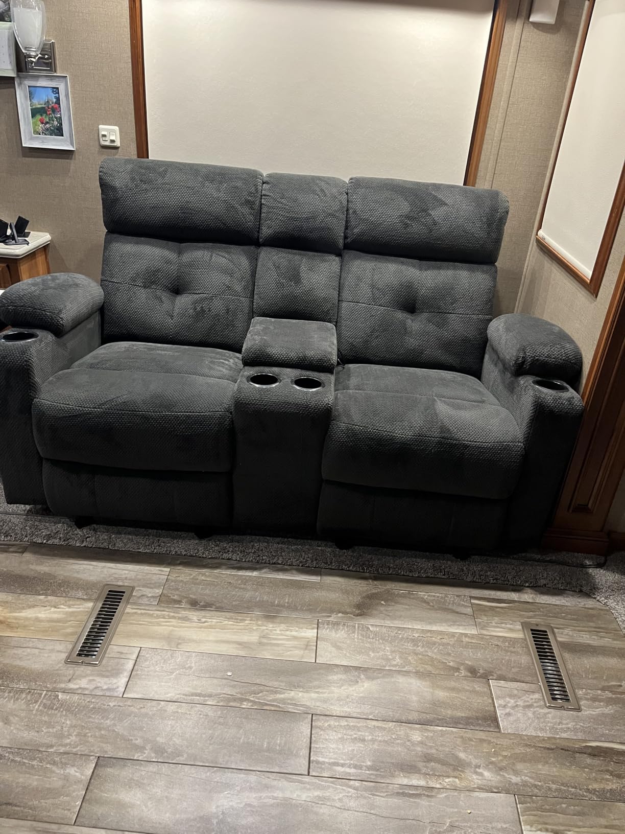 Power Reclining Sofa with Heat and Massage, RV Wall Hugger Recliner Sofa with Electric Tilt, RV 3 Seater Recliner Sofa for Living Room customer photo 2