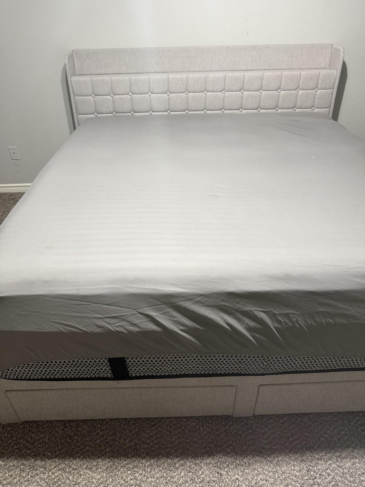 DUMOS King Bed Frame, Upholstered Platform Bed Frame with Storage Drawers customer photo 1